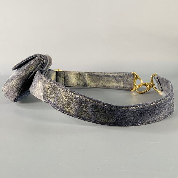 JAMES DRAKE Grey Gold Metallic Leather Micro Belt Bag - Picture 4 of 7